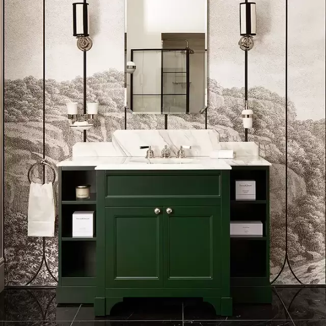 Devon&Devon Flair Тумба под раковину 128х102см., со столешницей из мрамора Calacatta Borghini и раковиной White50, цвет: English Green