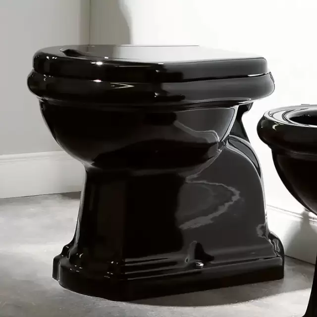 Kerasan Retro Унитаз 53х38.5см., приставной, слив в пол, цвет: черный глянцевый
