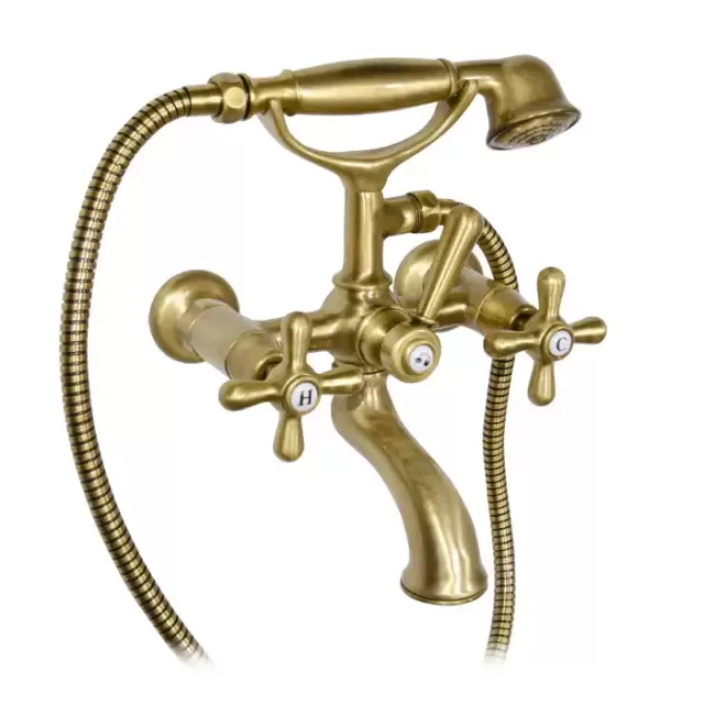 Nicolazzi Nuova Brenta Смеситель для ванны с 2мя ручками, настенный, с душевой лейкой, цвет: бронза