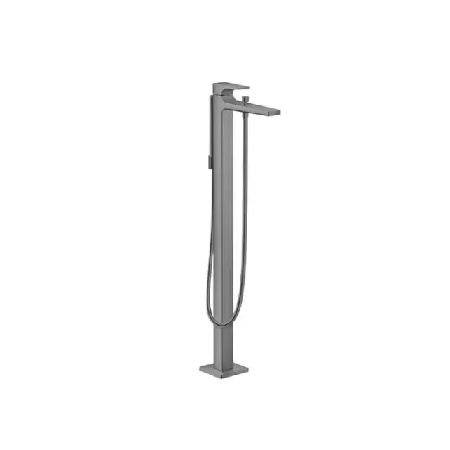 Hansgrohe Metropol Смеситель для ванны, на 1 отв, напольный, с ручным душем, излив 235мм, цвет: шлифованный черный хром