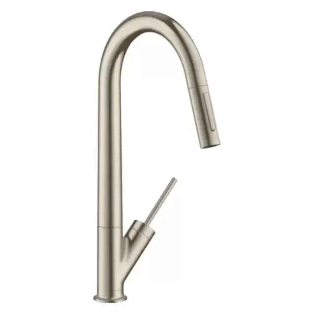 Axor Starck Смеситель для кухни, на 1 отв., с вытяжным изливом, цвет: шлифованный никель