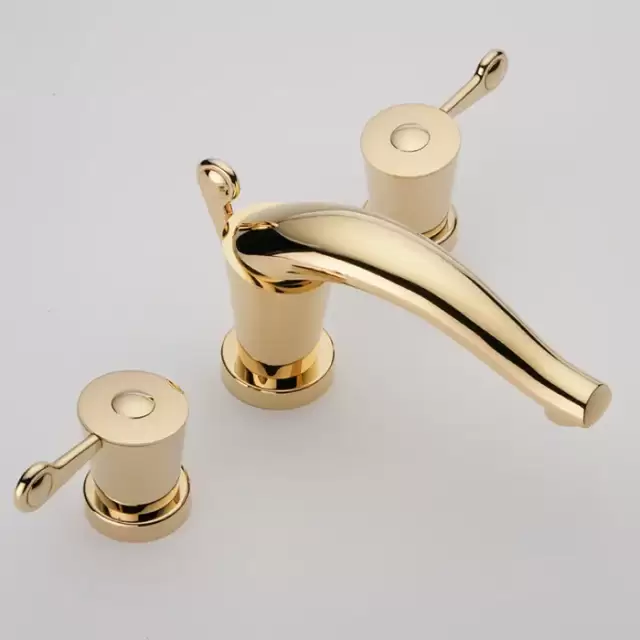 THG Bagatelle metal Смеситель для раковины на 3 отверстия, с донным клапаном, цвет: полированное золото