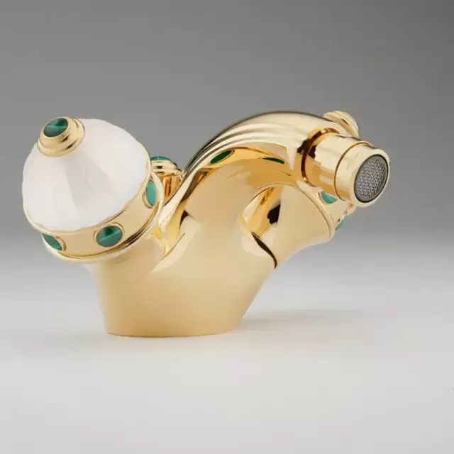 THG Cheverny Malachite Смеситель для биде, 1 отв., цвет: золото/малахит