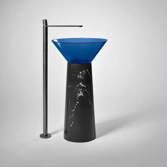 Antonio Lupi Albume Раковина 48х65 см, без отв., на пьедестале, Cristalmood, цвет: Cobalto/Nero Marquinia