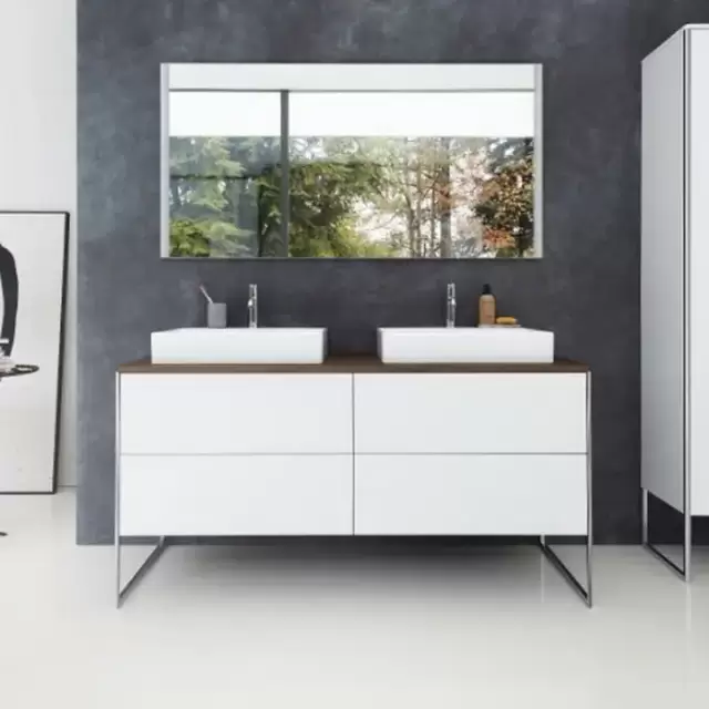 Duravit XSquare База на ножках  на 2 раковины  140х57.8х40см, с 4 выдв ящик, напольная, цвет: белый/орех