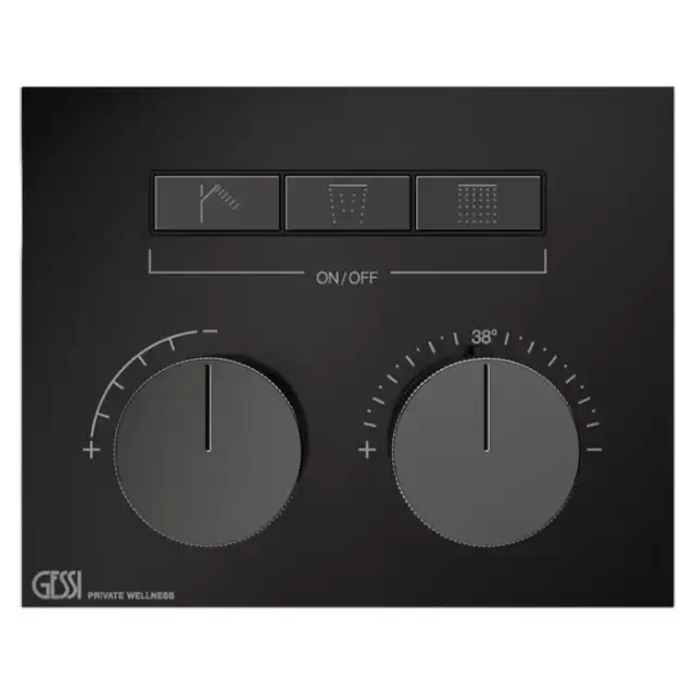 Gessi Hi-Fi Термостат для душа, с включением до 3 источников одновременно, внешняя часть, цвет: Black Metal PVD