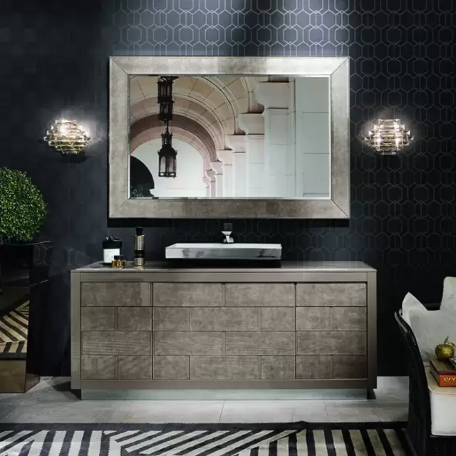 VITAGE milldue edition RITZ Комплект мебели с тумбой под раковину, раковиной LONDRA, зеркалом GINEVRA, 181 см, подвесной, цвет: белый/Alligator gold