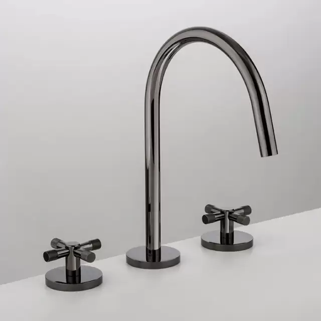 Gattoni MD Смеситель для раковины, 3 отв., ручки ALZO, с донным клапаном, цвет: черный никель