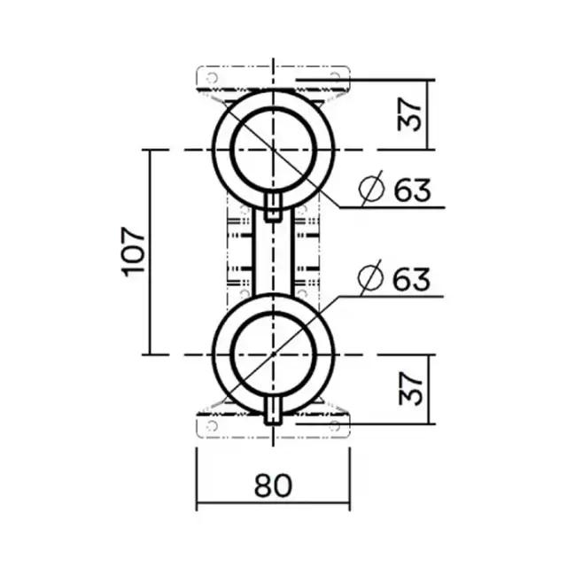 QuadroDesign Source IN047AS Встраиваемая часть смесителя из стены с переключателем на 2 потребителя, цвет brushed stainless steel