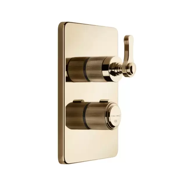 Gessi Venti20 Смеситель для душа, встраиваемый, термостатический, с переключателем на 2 положения, внешняя часть, цвет: Warm Bronze PVD