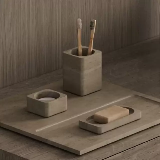 Dea Design Marble Стакан настольный, 8х8xh10.4cм., из мрамора, цвет: Travertine