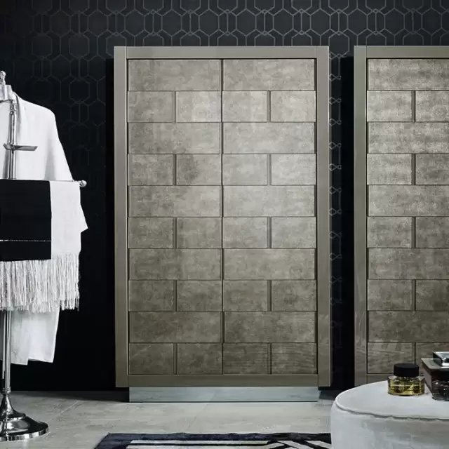 VITAGE milldue edition RITZ Шкаф-пенал 96х32х158.5см, напольный, рама глянц. лак Castoro, цвет: Alligator gold