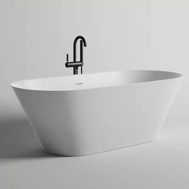 Salini Mona Ванна отдельностоящая 180x80x59.5cм, донный клапан "Up&Down", сифон, слив-перелив, S-Stone, цвет: белый матовый