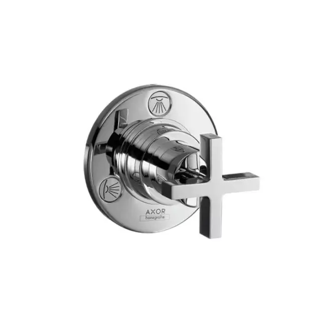 Axor Citterio Запорный/переключающий вентиль Trio/Quattro, внутристенный монтаж, с крестовой рукояткой, цвет: хром