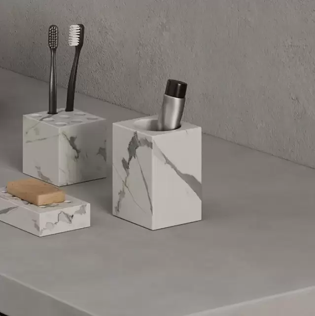 Dea Design Marble Стакан настольный, 8х8хh12см., из мрамора, цвет: Statuario White