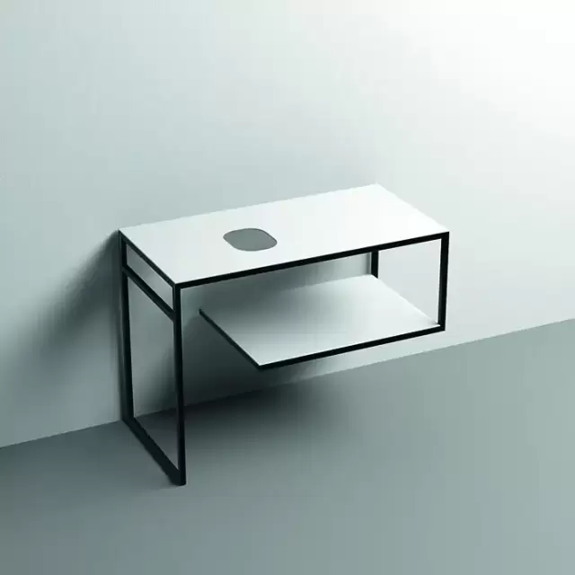 Kerasan Louise Металлическая структура для раковины 100х74см, напольная, с полкой, с 1 отв., с полотенцедержателем, цвет: белый матовый