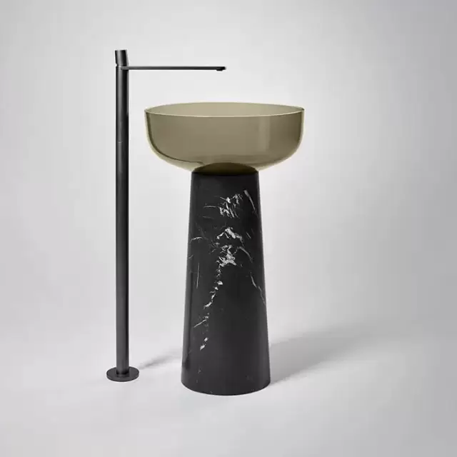 Antonio Lupi Albume Раковина 48х65 см, без отв., на пьедестале, Cristalmood, цвет: Nebbia/Nero Marquinia