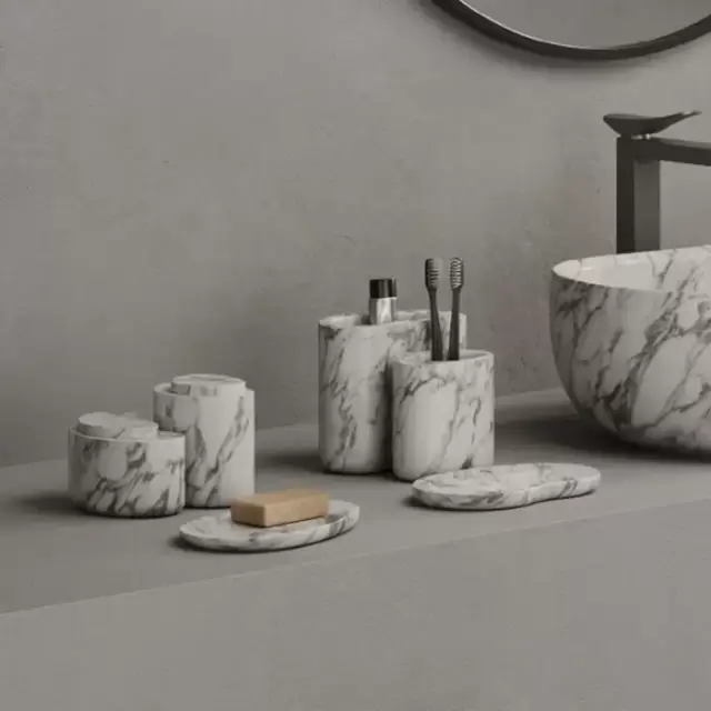 Dea Design Marble Стакан настольный, 11х9хh12см., из мрамора, цвет: Statuario White
