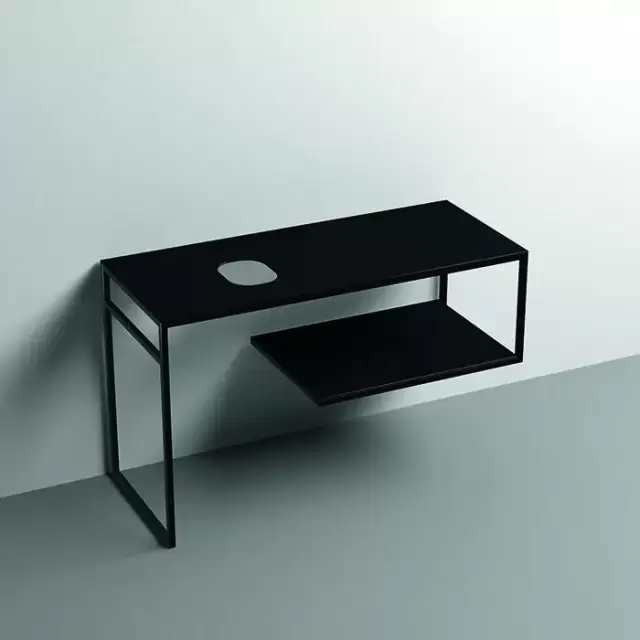 Kerasan Louise Металлическая структура для раковины 120х74см, напольная, с полкой, с 1 отв., с полотенцедержателем, цвет: черный матовый