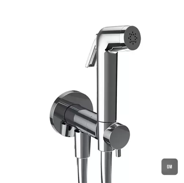 Almar Гигиенический душ со шлангом 120см., вывод с держателем и прогрессивный картридж, цвет: оружейный металл брашированный PVD