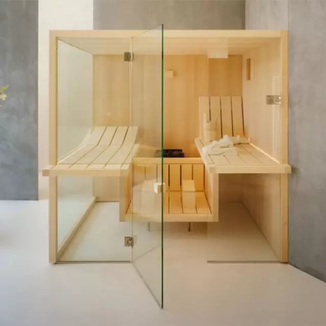 Effegibi Air 80 Corner Сауна 247x162x213см, угловая DX, цвет: осина термообработанная