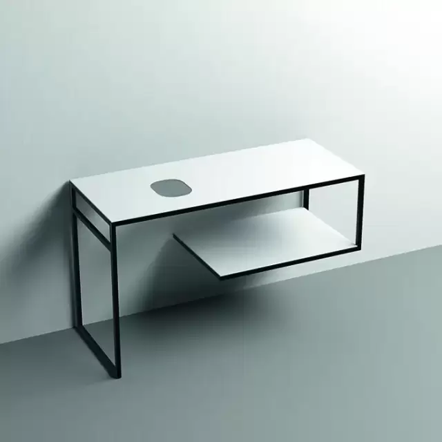 Kerasan Louise Металлическая структура для раковины 120х74см, напольная, с полкой, с 1 отв., с полотенцедержателем, цвет: белый матовый