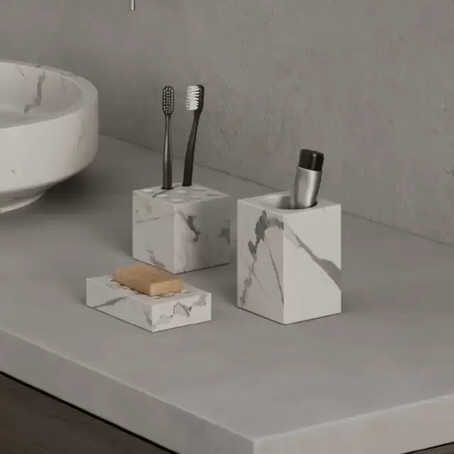 Dea Design Marble Мыльница настольная, 8х3хh13см., из мрамора, цвет: Statuario White