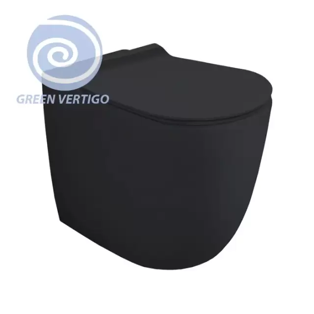 Simas Vignoni Унитаз напольный 56х36,5см., безободковый, слив универсальный, смыв TORNADO (green vertigo), цвет: antracite matt