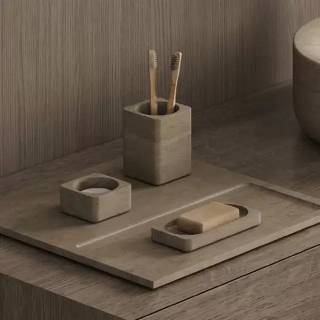 Dea Design Marble Поддон для аксессуаров, 40х40хh1.8см., настольный, из мрамора, цвет: Travertine