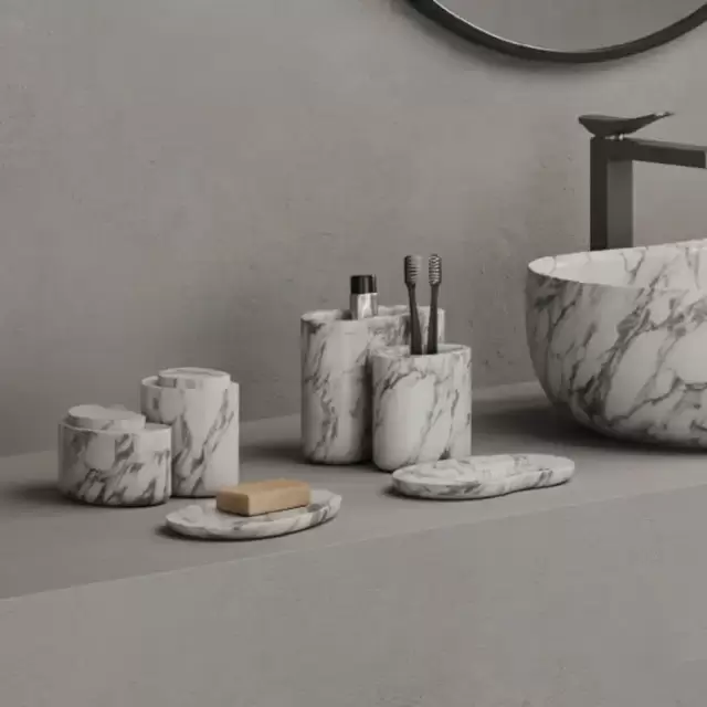 Dea Design Marble Стакан настольный, 15х10хh15см., из мрамора, цвет: Statuario White