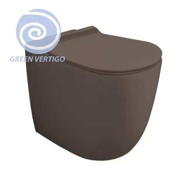 Simas Vignoni Унитаз напольный 56х36,5см., безободковый, слив универсальный, смыв TORNADO (green vertigo), цвет: moka matt
