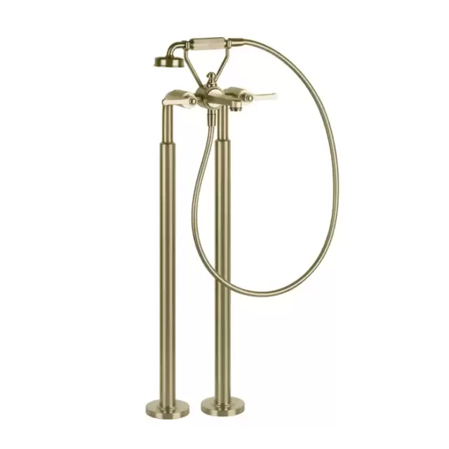 Gessi Venti20 Смеситель для ванны, напольный, с ручным душем и шлангом 150см., цвет: Brushed Brass PVD