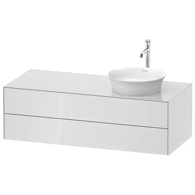 Duravit White Tulip Тумбочка подвесная 130x55х40.8см., раковина, 2 ящика, цвет: белый высокоглянцевый