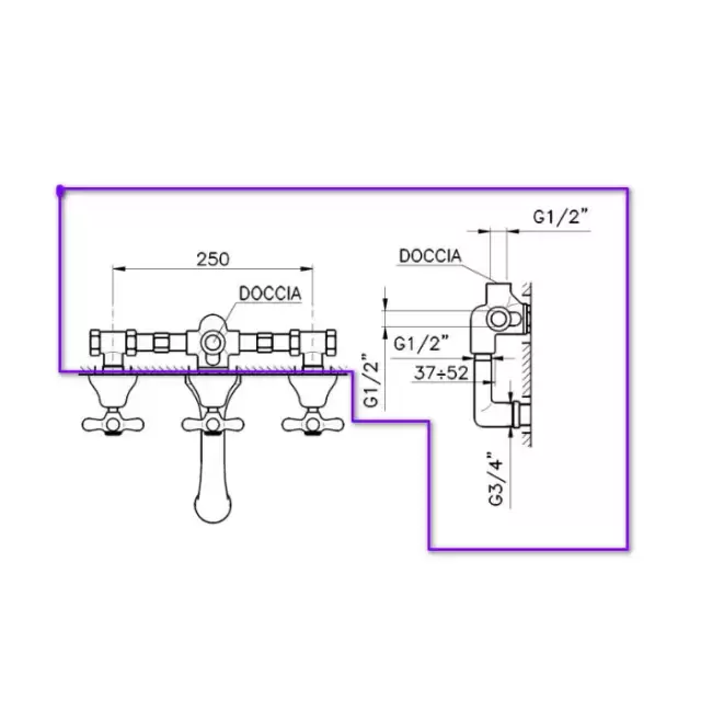 Nicolazzi P.m. Blanc Встраиваемая часть настенного смесителя