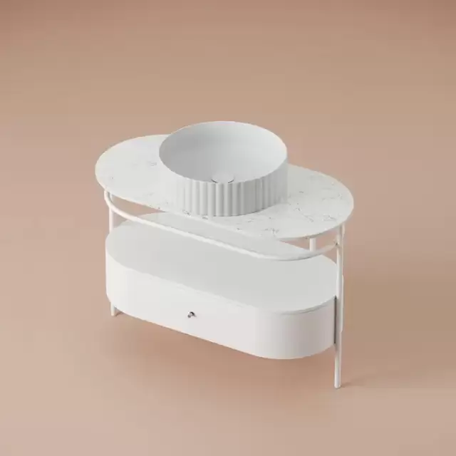 Artceram Flair 4.0 Консоль металлическая с раковиной 95x48хh75см., напольная, с выдвижным ящиком и мраморной столешницей, цвет: белый матовый