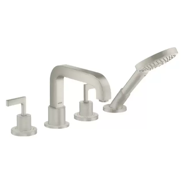 Axor Citterio Смеситель на борт ванны, на 4 отв., с ручкой: рычаг, с ручным душем, цвет: сталь