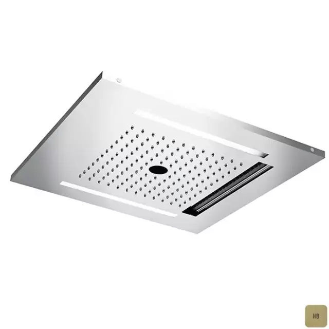 Almar Chromotherapy Встраиваемый верхний душ 49,6х49,6см., 3 типа струи, хромотерапия, цвет: латунь брашированная PVD