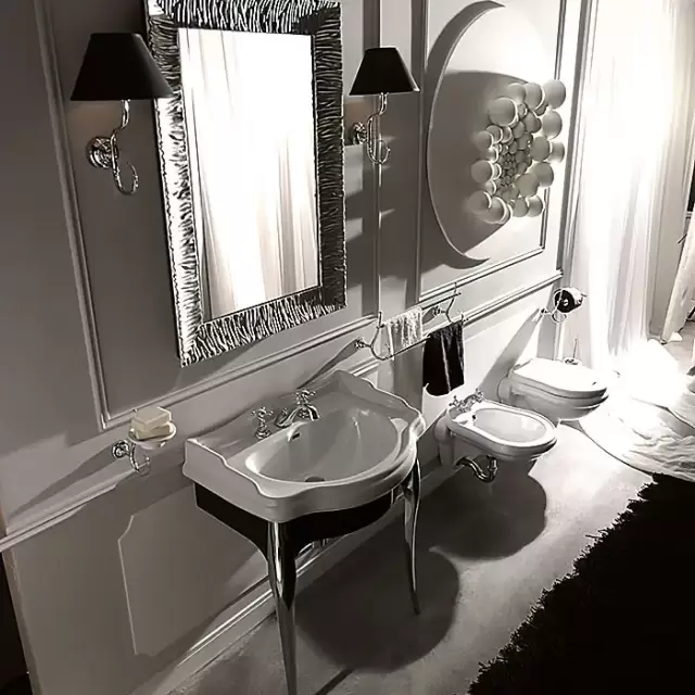 Kerasan Retro Консоль с белой раковиной 73см, подвесная, цвет: черный / хром