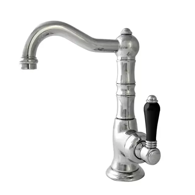 Nicolazzi Ceramica Nera Смеситель для раковины однорычажный, с донным клапаном, ручки черная керамика, цвет: хром