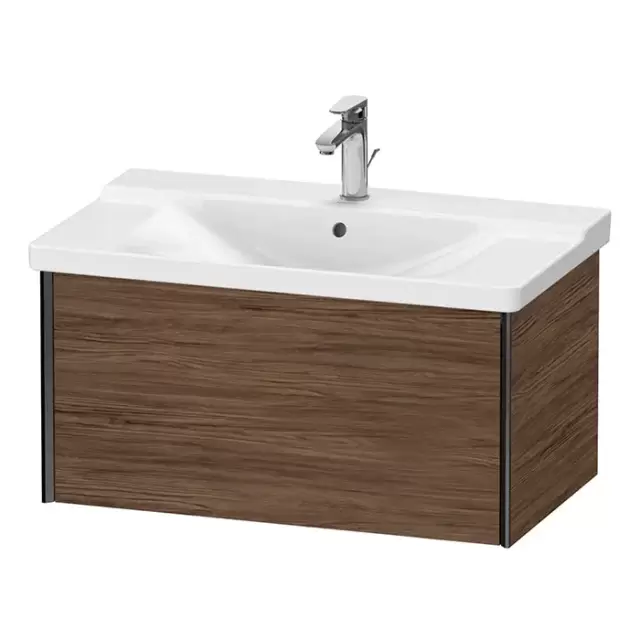 Duravit XViu Тумба подвесная 81x46.9x40.5см, с раковиной, 1 ящик, цвет: walnut dark/черный матовый