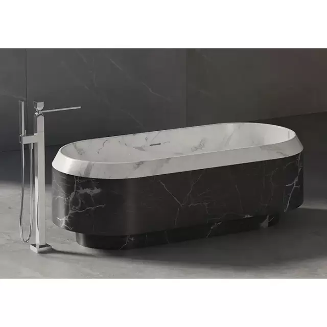 Dea Design Marble Parma Ванна 168х77х56.3см., отдельностоящая, мрамор, цвет: White Cararra/Black Marquina