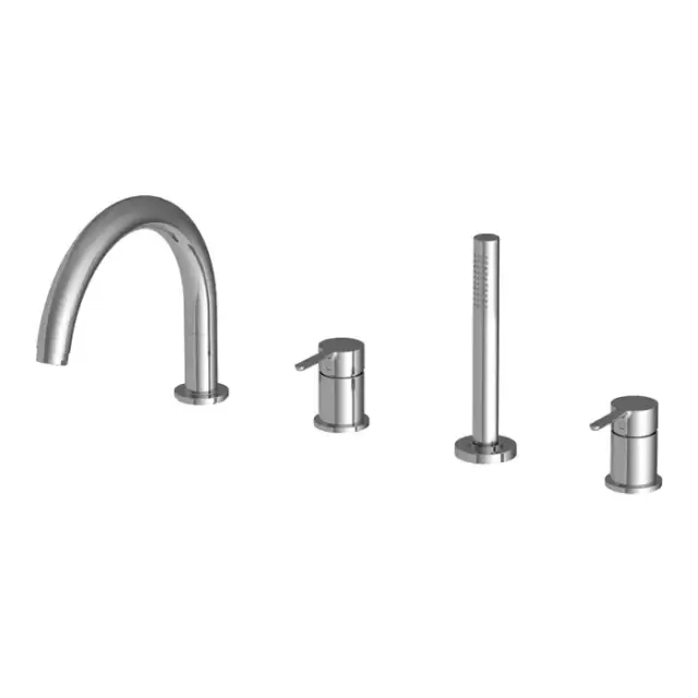 Fima Carlo Frattini Snap Смеситель на борт ванны, на 4 отв., с ручным душем, цвет: хром