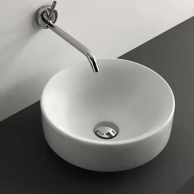 Kerasan Cento Раковина 35 см, без отв., круглая, без перелива, накладная/встраиваемая, цвет: белый матовый