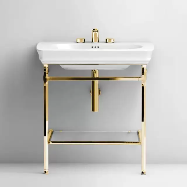 Artceram Civitas Металическая структура Quadra 55х44хh80,5см, полка стекло, напольная, цвет: золото