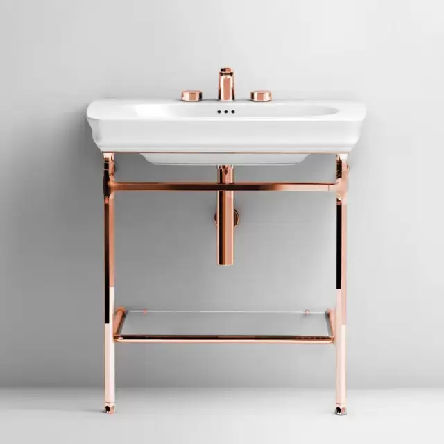 Artceram Civitas Металическая структура Quadra 55х44хh80,5см, полка стекло, напольная, цвет: розовое золото