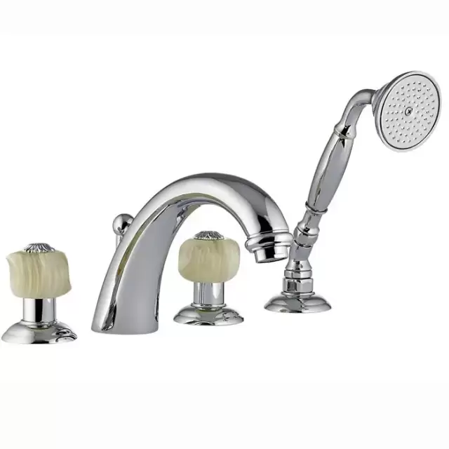 Nicolazzi Onice Смеситель на борт ванны, 4 отв., излив: 223 мм, с ручным душем, цвет:хром
