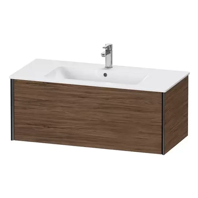 Duravit XViu Тумба подвесная 101x48x40см, с раковиной, 1 ящик, цвет: walnut dark/черный матовый