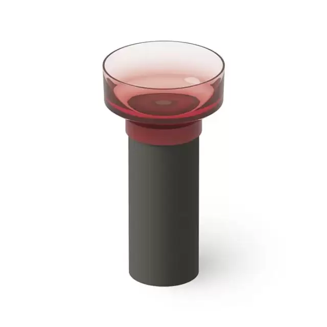 Dea Design Robust type Раковина 48x48x90см., напольная, без отв., Glasstech, прозрачная смола, цвет: чаша pomegranate/пьедестал graphite