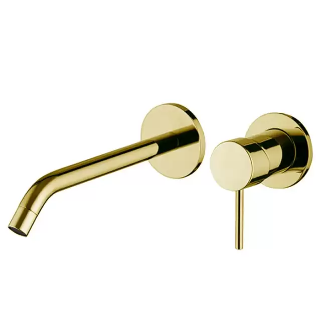 Fima Carlo Frattini Spillo UP Смеситель для раковины настенный, однорычажный, излив 21см, внешняя часть, цвет: золото