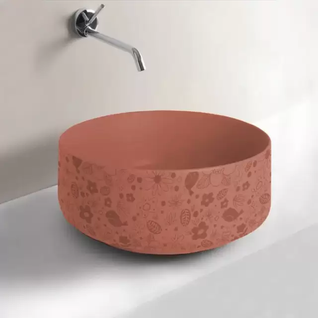 Artceram Cognac Раковина &Oslash;42 см, без отв., без перелива, на столешницу, цвет: Rosso corallo, декор: lol